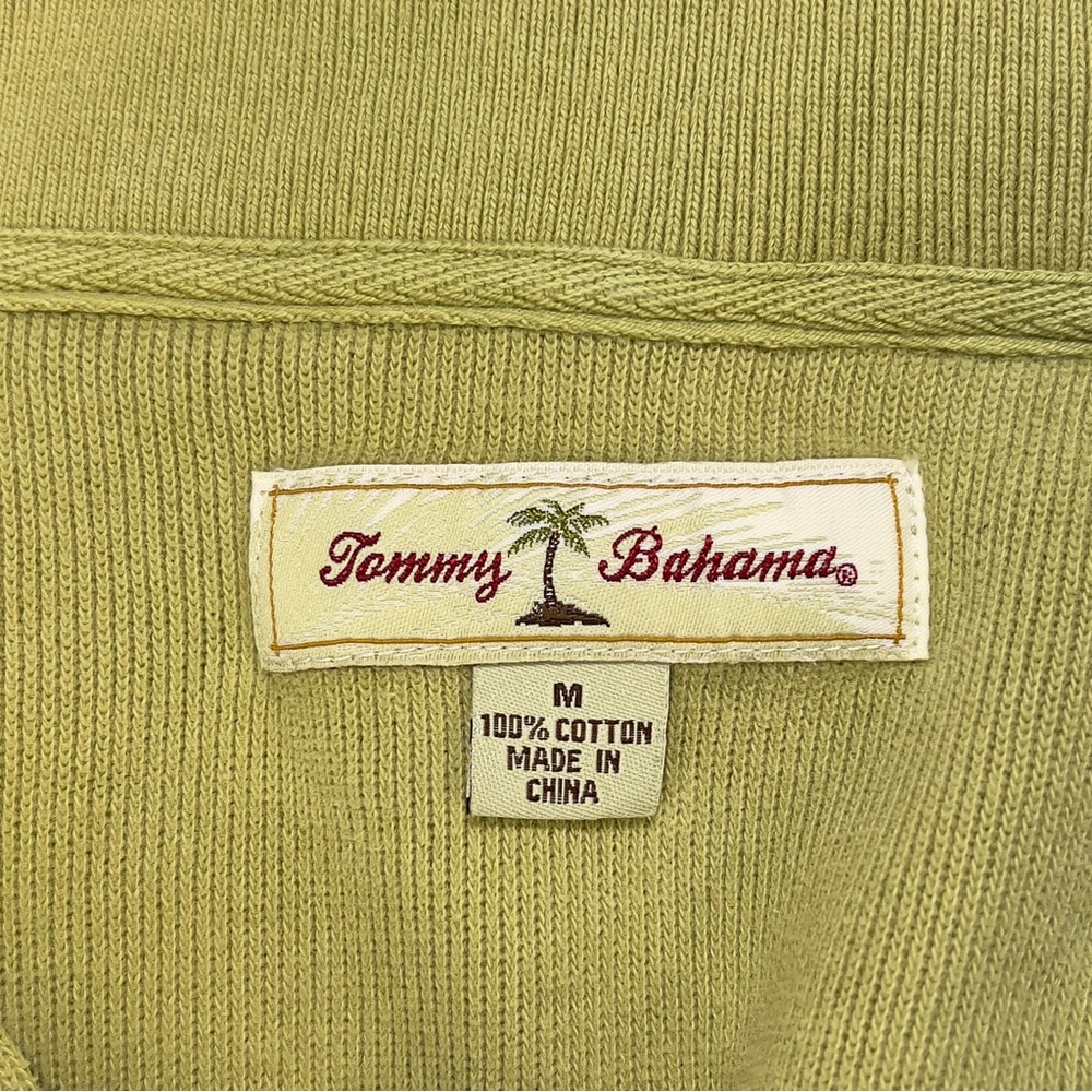 Tommy Bahama Sweater Quarter Zip Mens Medium Long Sleeve with Marlin emb Olive - Picture 14 of 16